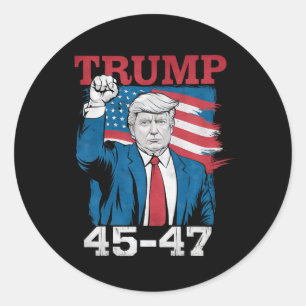 Trump 45 47 Vintage Retro USA American Flag Classic Round Sticker