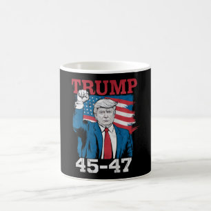 Trump 45 47 Vintage Retro USA American Flag Coffee Mug