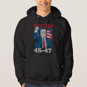 Trump 45 47 Vintage Retro USA American Flag Hoodie