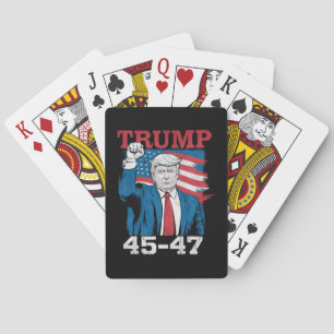 Trump 45 47 Vintage Retro USA American Flag Playing Cards