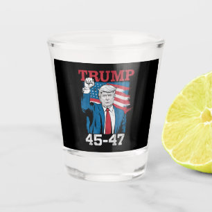 Trump 45 47 Vintage Retro USA American Flag Shot Glass