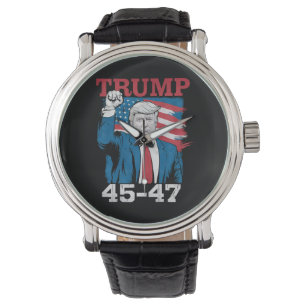 Trump 45 47 Vintage Retro USA American Flag Watch