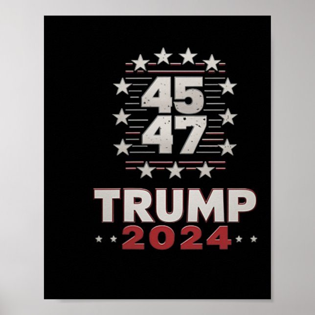 Trump 45 47 You Missed Again Trump 2024 Usa Flag ( Poster (Front)