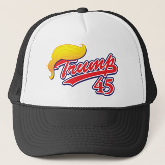 Trump-45-with-Hair Trucker Hat