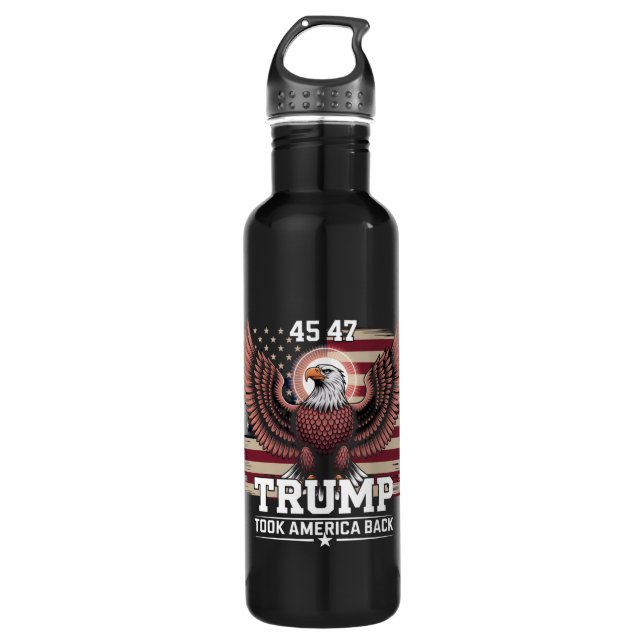 Trump 45th 47th President Flag 2025 Eagle America  710 Ml Water Bottle (Front)