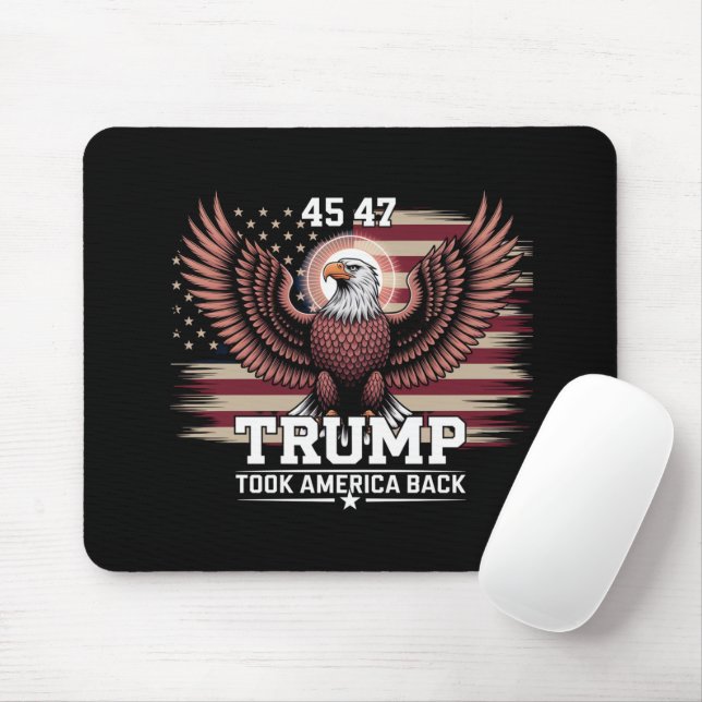 Trump 45th 47th President Flag 2025 Eagle America  Mouse Mat (With Mouse)