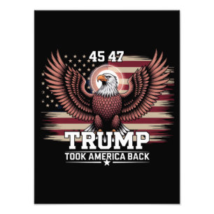 Trump 45th 47th President Flag 2025 Eagle America Photo Print