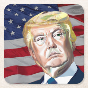 Trump 45th President of the USA - Gift Square Paper Coaster