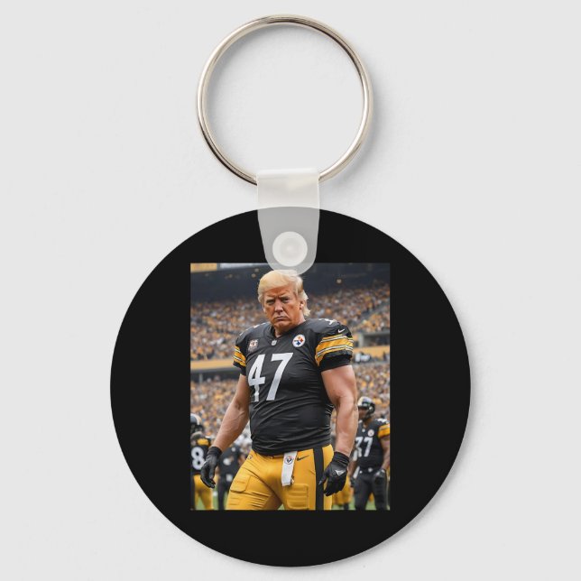 Trump 47 Fittsburgh Footbyll Player Funny  Key Ring (Front)