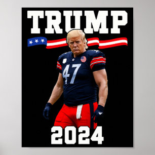 Trump 47 Football Jersey 2024 Us Flag Trump Vance  Poster
