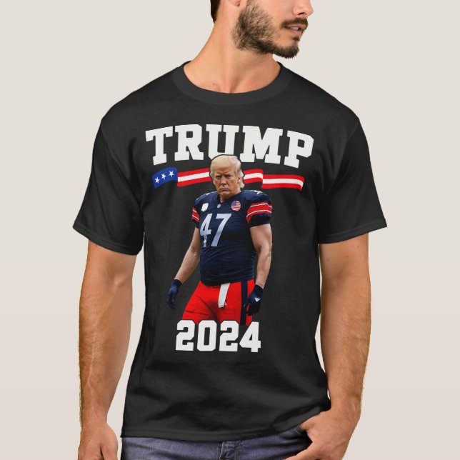 Trump 47 Football Jersey 2024 Us Flag Trump Vance  T-Shirt (Front)