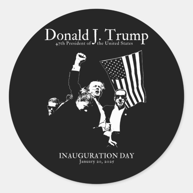 Trump 47th Presidential Inauguration Day Us Mega J Classic Round Sticker (Front)
