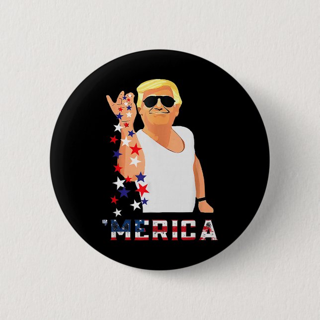 Trump 4th Of July  6 Cm Round Badge (Front)