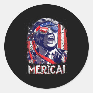 Trump 4th Of July Merica Men Women Usa American Fl Classic Round Sticker