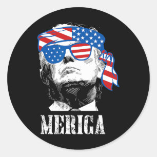 Trump 4th Of July Us American Flag Men Funny Classic Round Sticker