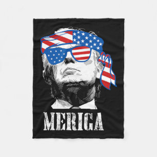 Trump 4th Of July Us American Flag Men Funny Fleece Blanket