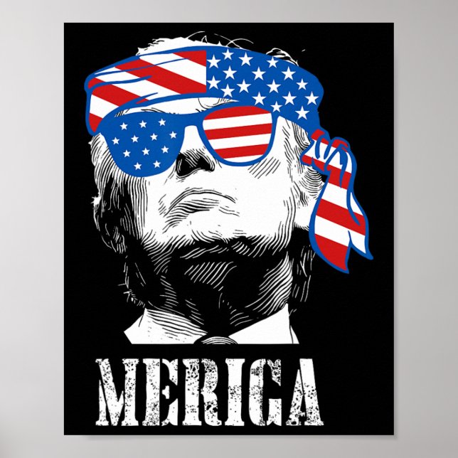 Trump 4th Of July Us American Flag Men Funny  Poster (Front)