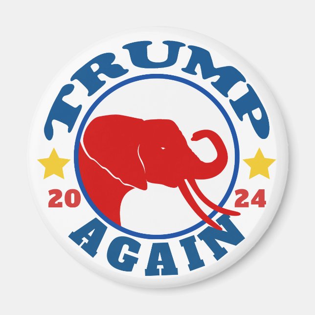 TRUMP AGAIN Red Elephant 2020 Election Magnet (Front)