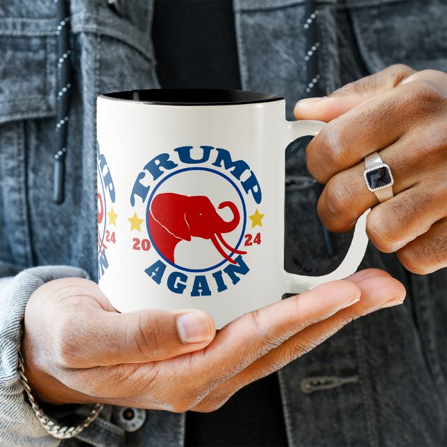 TRUMP AGAIN Red Elephant 2024 Two-Tone Coffee Mug (Creator Uploaded)