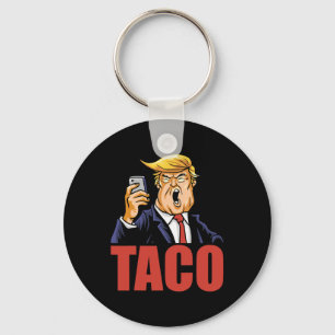Trump Always Chickens Out Funny Taco Joke Retro St Key Ring