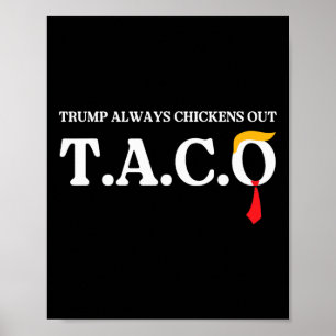Trump Always Chickens Out Let's Go Taco Funny Meme Poster