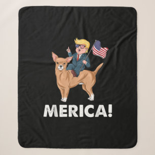 Trump America Chihuahua Dog American Hero Sherpa Blanket