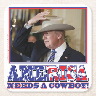 TRUMP-AMERICA-COWBOY SQUARE PAPER COASTER