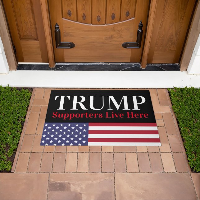 Trump American Flag on Black Patriotic Doormat (Outdoor)