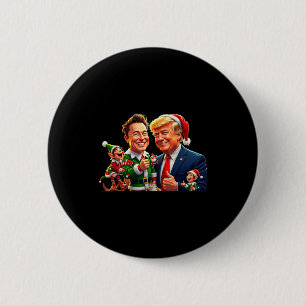 Trump &amp; Friends Christmas Elf With Santa Hat & 6 Cm Round Badge