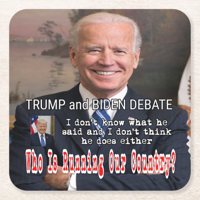Trump and Biden Debate Square Paper Coaster (Front)