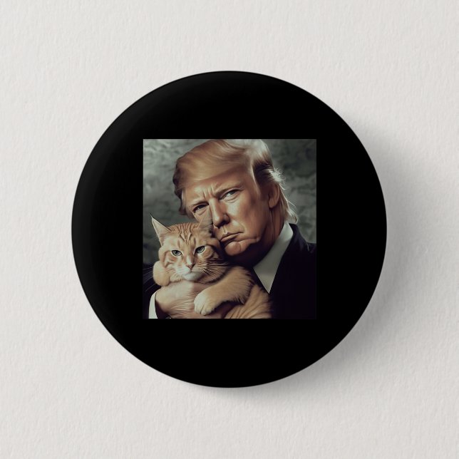 Trump And Cat - Funny Trump Cat Meme  6 Cm Round Badge (Front)