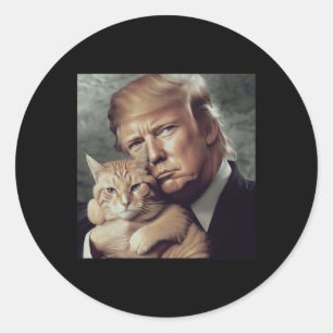 Trump And Cat - Funny Trump Cat Meme Classic Round Sticker