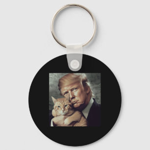 Trump And Cat - Funny Trump Cat Meme  Key Ring