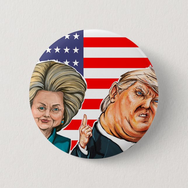 Trump and Hillary Caricature 6 Cm Round Badge (Front)
