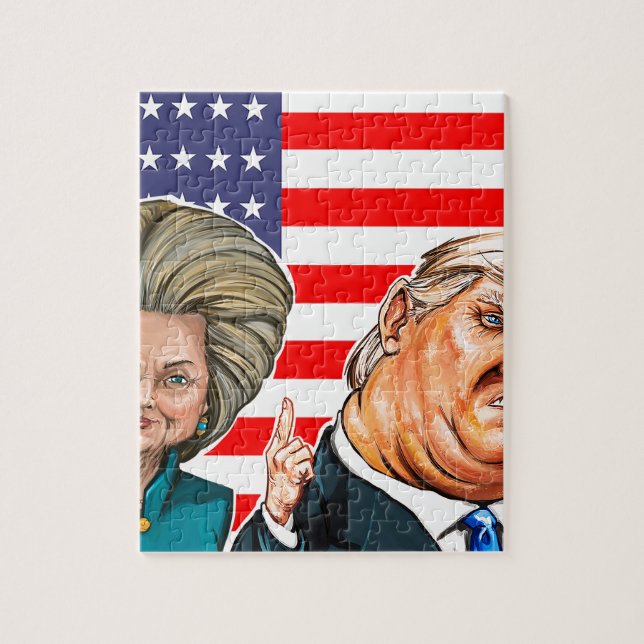 Trump and Hillary Caricature Jigsaw Puzzle (Vertical)