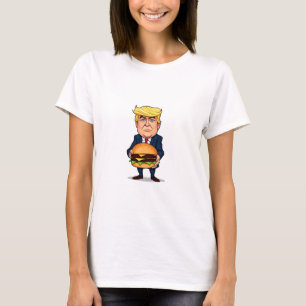 Trump and his burger - Funny and colorful illustra T-Shirt