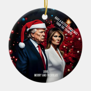Trump and Melania Bad Christmas Ceramic Tree Decoration