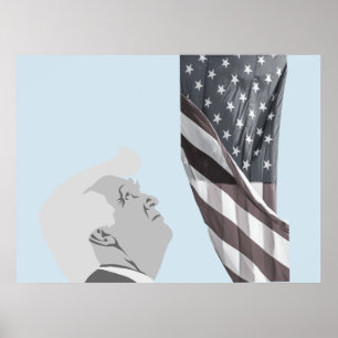 Trump and the American Flag Poster
