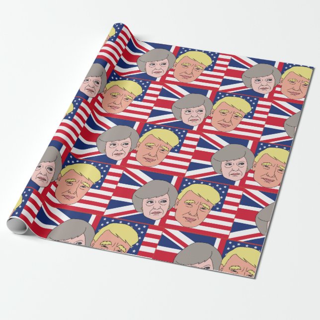 Trump and Theresa Wrapping Paper (Unrolled)