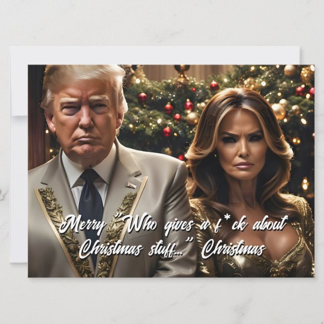 Trump and Wife "Who Gives a F*ck" Christmas Holiday Card (Front)