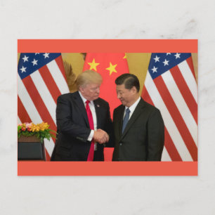 Trump and Xi Handshake Postcard