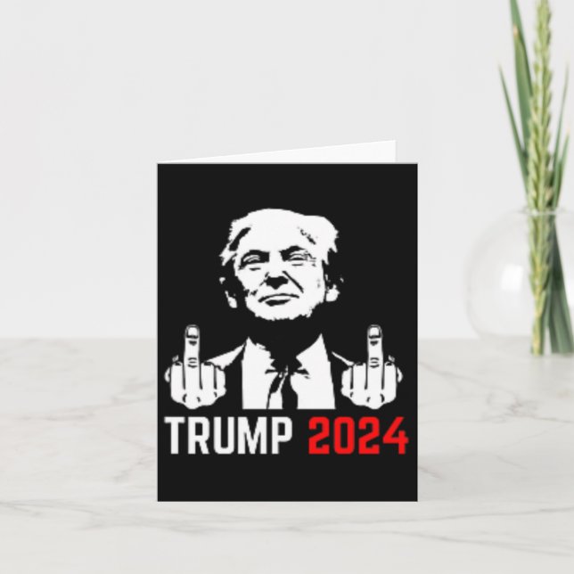 Trump Arrest This Fingers 2024 America Usa Flagfun Card (Front)