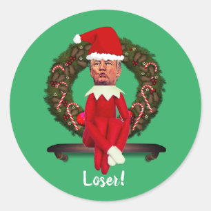 Trump as a Christmas Elf Ugly Classic Round Stick Classic Round Sticker