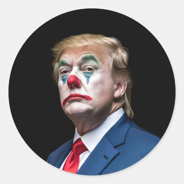 Trump as a Joker Clown Classic Round Sticker (Front)