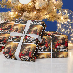 Trump As an Angry Christmas Elf Wrapping Paper