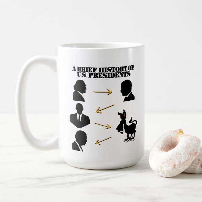 Trump As Jackass: A Brief History Of US Presidents Coffee Mug (With Donut)