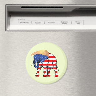 Trump Bad Hair Elephant Round Magnet, ZSSG Magnet