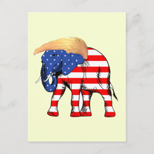 Trump Bad Hair Republican Elephant, ZSSG Postcard