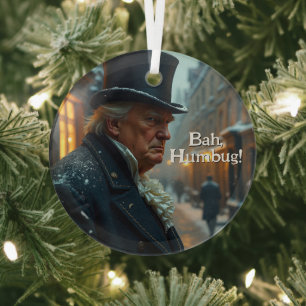 Trump Bah Humbug Glass Tree Decoration
