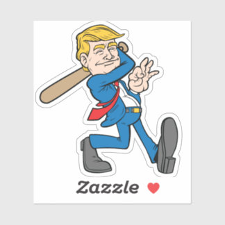 Trump Baseball Player Bat Swing Cartoon 45